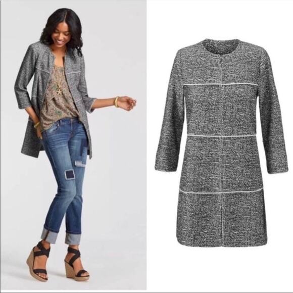 CAbi Adios The Times Black Jacket Medium Textured Knit Mid Length Chic #5299 - Picture 13 of 13